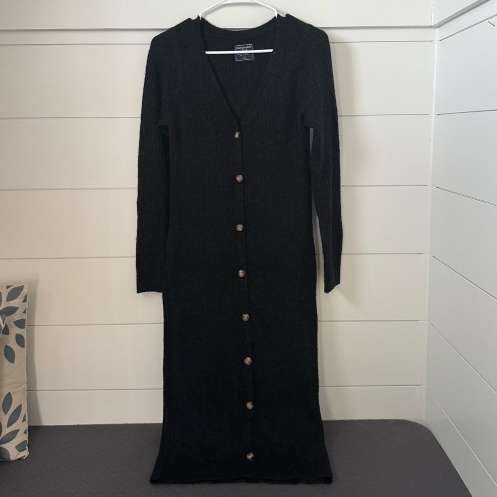 Abercrombie & Fitch Black Long Sleeve Knit Cardigan, Women’s L